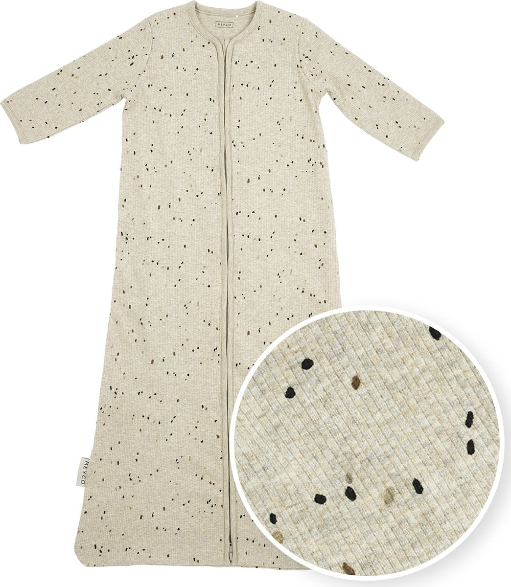 Meyco baby rib mini spot saco de dormir para bebé con mangas - arena melange - 110 cm - 1,0 tog