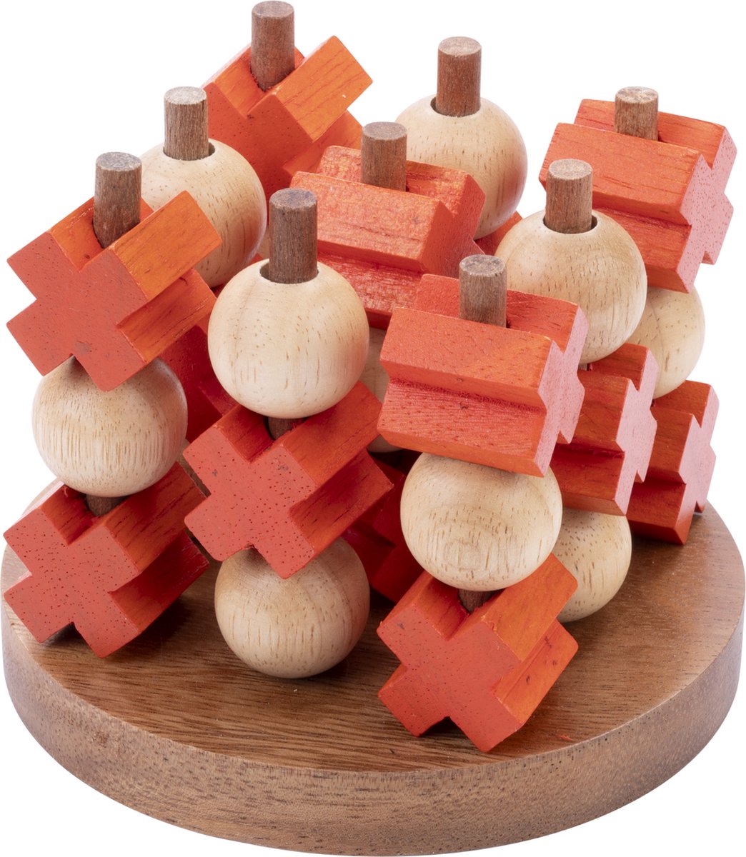 Longfield tris (medio) – gioco di filotto in legno – tris – classico gioco di pensiero – 2 giocatori – dimensioni compatte – cuore d'angelo
