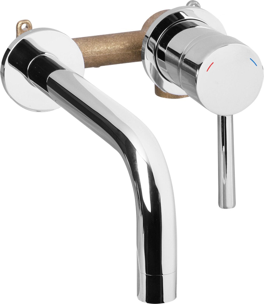 Rubinetto a parete Differnz cromo - rubinetto lavabo incasso - miscelatore freddo e caldo - leva a destra