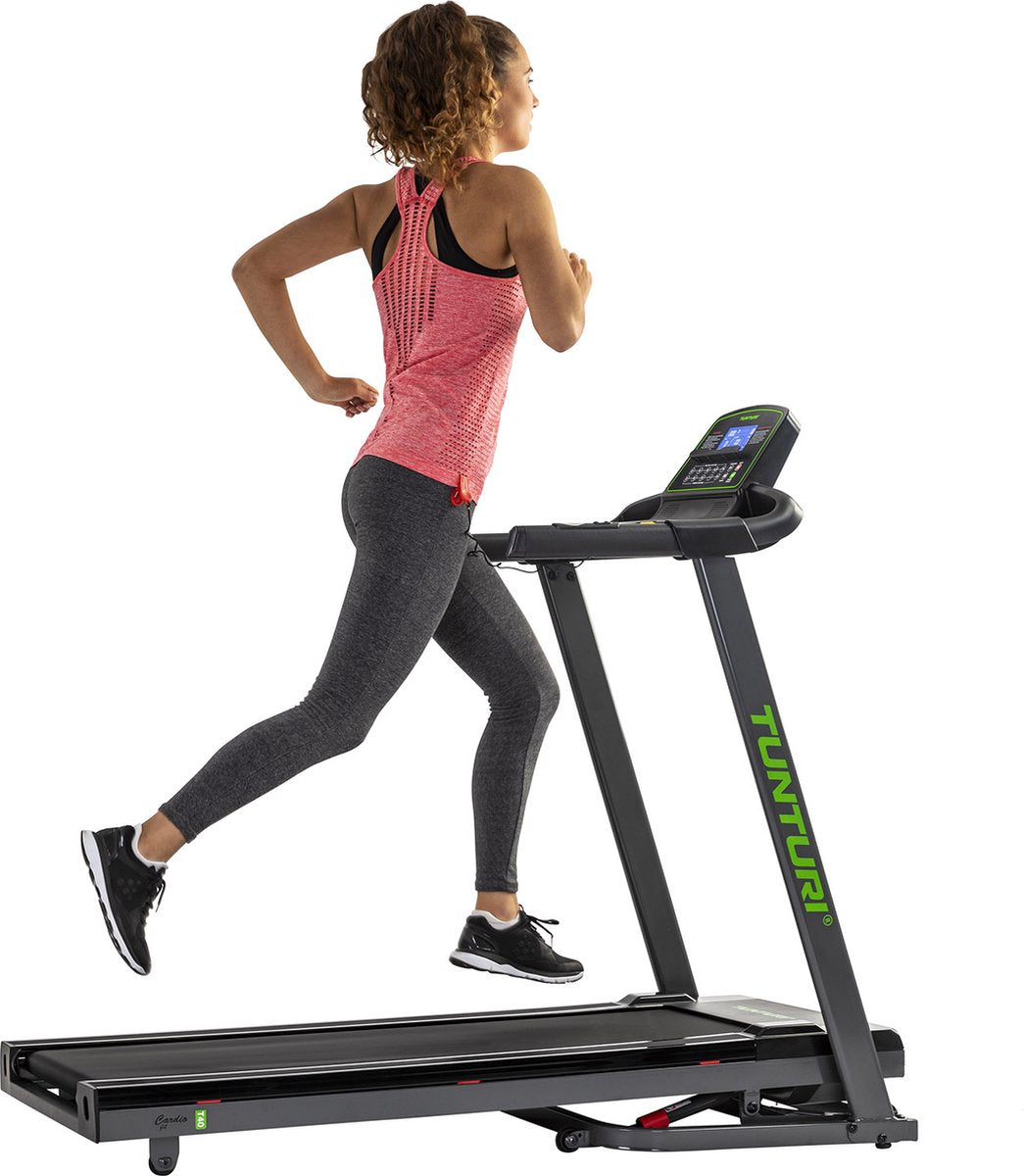 Tunturi cardio fit t40 loopband - inklapbaar - hardloopband met bluetooth - 41 trainingsprogramma's - met elektronische hellingshoek - 1.0 tot 16 km u - eu veiligheid gecertificeerd - incl. gratis app
