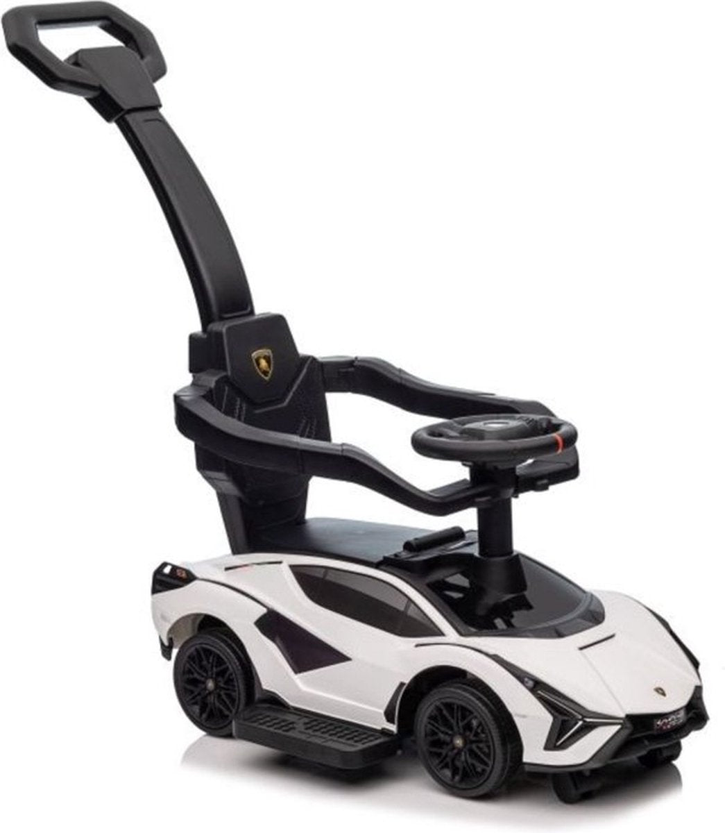 Viking choice loopauto - lamborghini qls-996t - met duwstang - 85x44x95 cm - wit