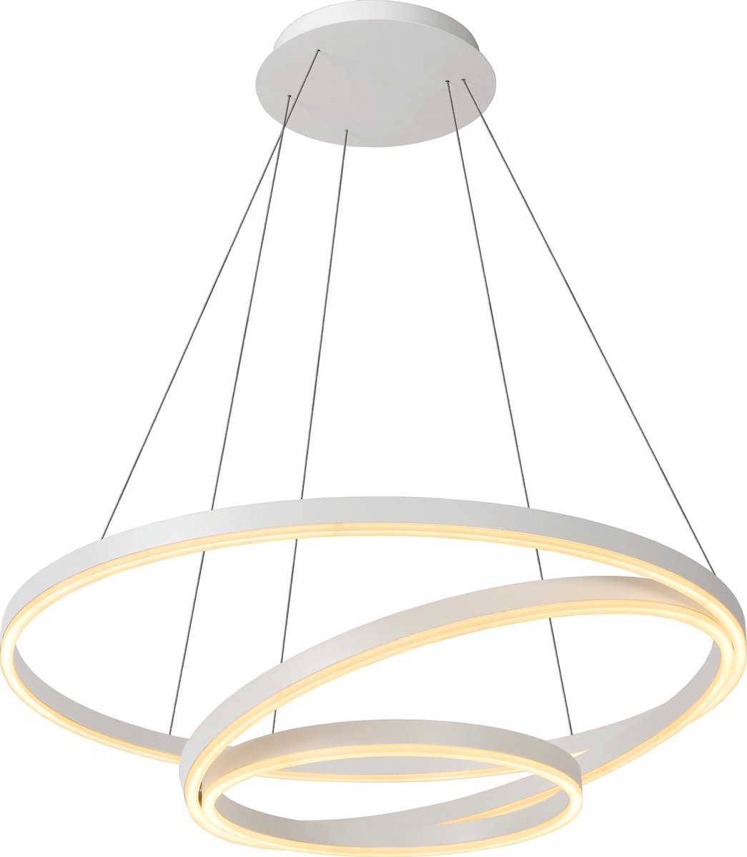 Lucide triniti - hanglamp - ø 80 cm - led dimbaar - 3000k - wit