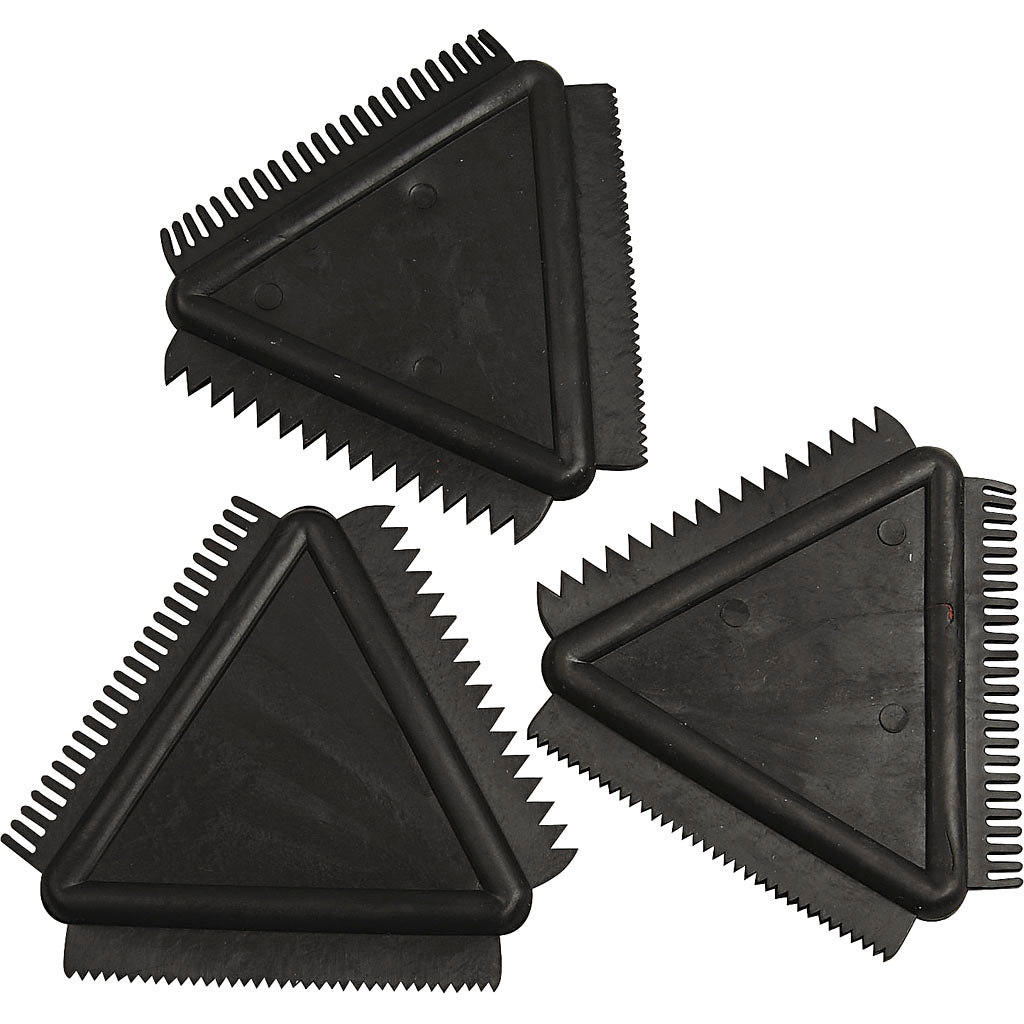 Pettine in gomma strutturata Creativ Company, misura 9 cm, nero, 3 pezzi 1 scatola