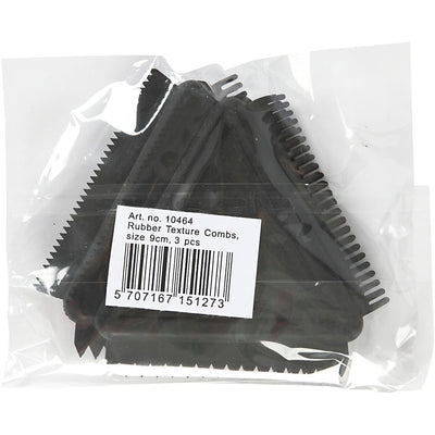 Pettine in gomma strutturata Creativ Company, misura 9 cm, nero, 3 pezzi 1 scatola