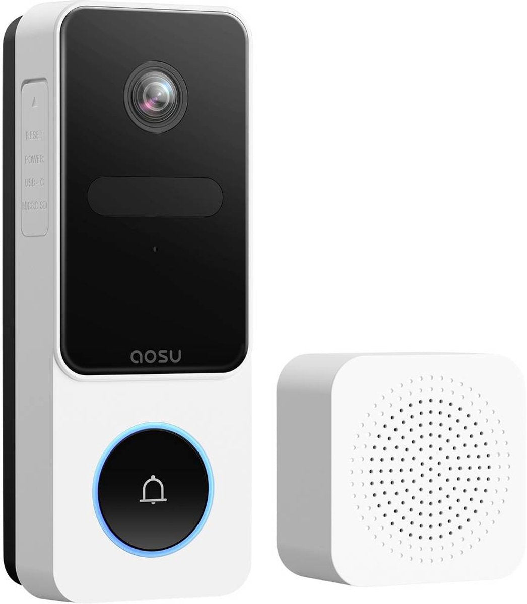 Aosu video doorbell se - timbre con video 2k - detección de movimiento ai - gran angular de 170° - google alexa