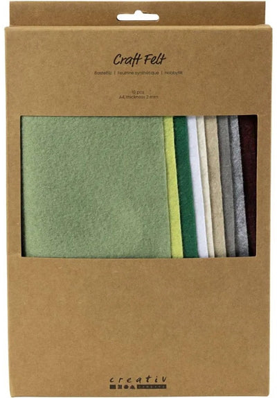 Creativ company hobby fieltro, a4, hoja 210x297 mm, espesor 2 mm, natural, 10 piezas 1 caja