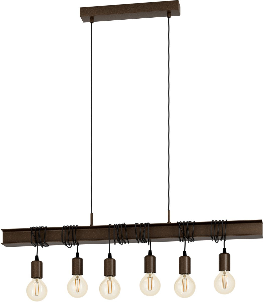 Eglo townshend 4 hanglamp - e27 - 100,5 cm - antiek-bruin