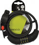 Lucchetto a cavo Dresco 120 8 codice - serratura a combinazione a spirale - 120 cm - tondo 8 mm - con supporto - nero
