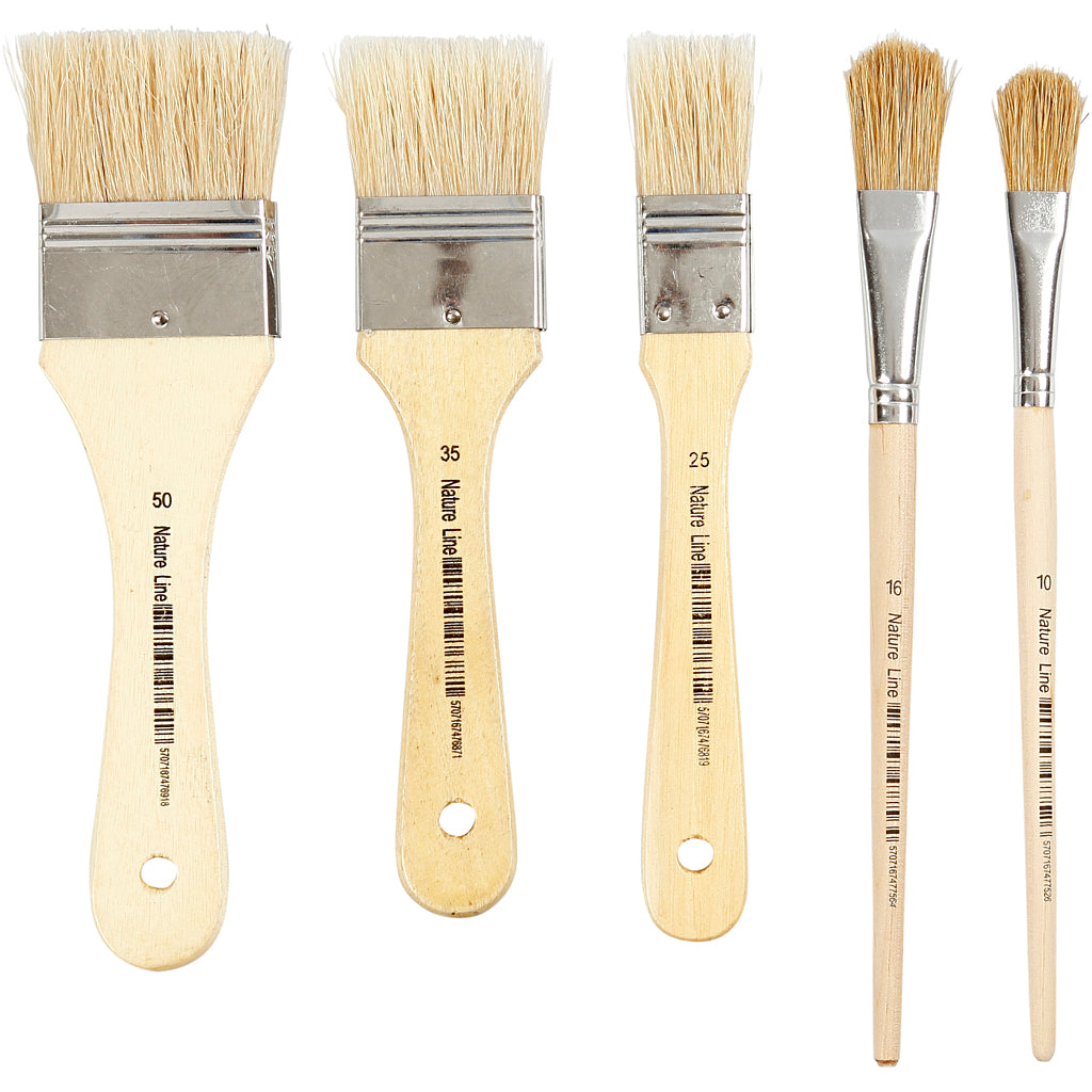 Pennelli per vernice Creative Company, misura 10+16+25+35+50, l: 18,5-21,5 cm, l: 13-50 mm, piatti, 10 pezzi 1 scatola