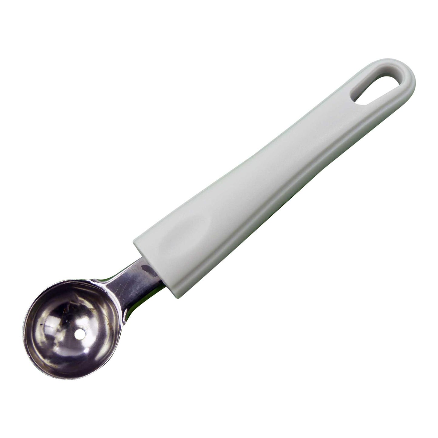 Aro houseware scavino burro di melone in acciaio inox manico in plastica bianca