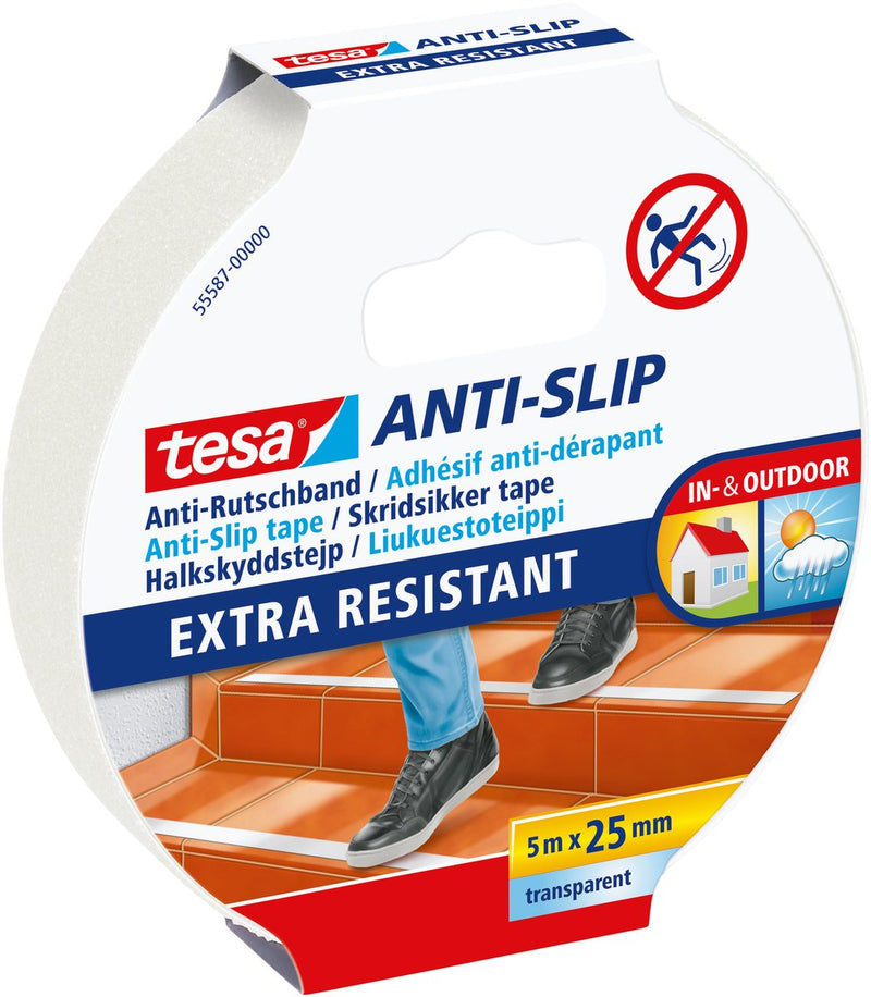 Tesa nastro antiscivolo nastro adesivo scale scale pavimenti interni esterni autoadesivo – trasparente 5m x 25mm