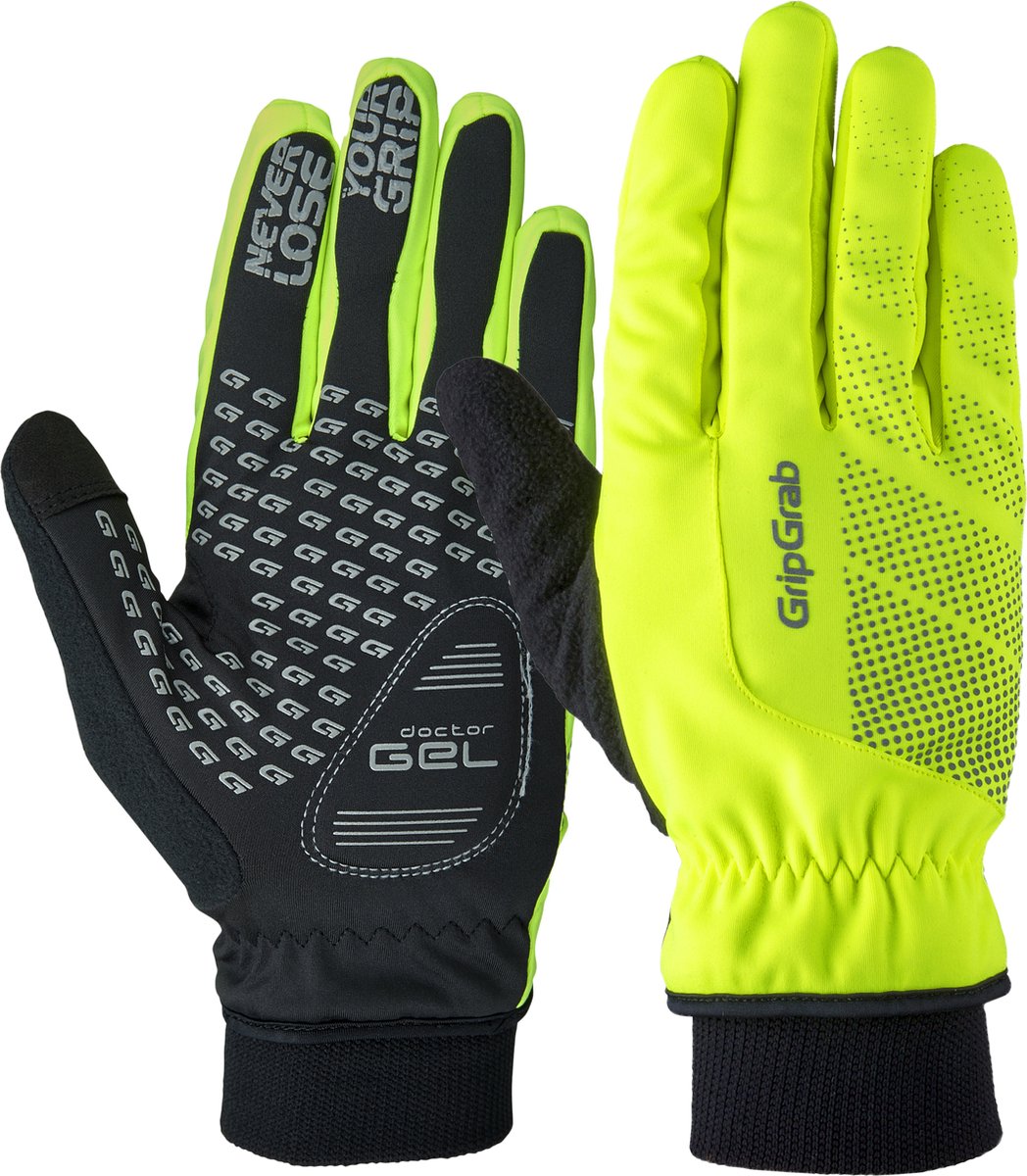 Gripgrab - ride hi-vis winddichte winter fietshandschoenen met padding gevoerde thermo wielerhandschoenen - geel hi-vis - unisex - maat m