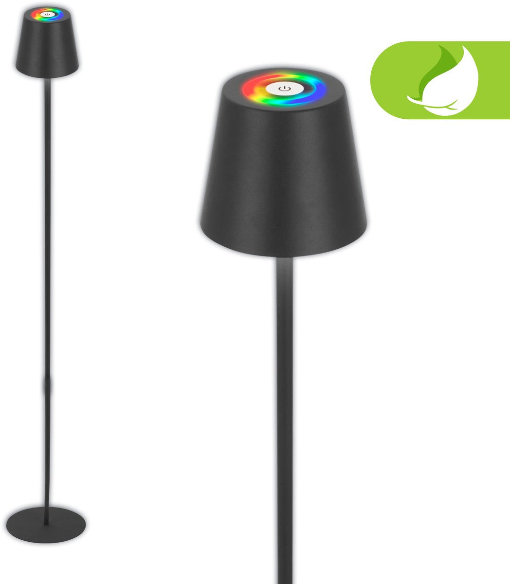 Briloner - lampada da terra RGB ricaricabile - lampada da terra per interni ed esterni - dimmerabile - con batteria - ø20,8 x 133 cm - nero