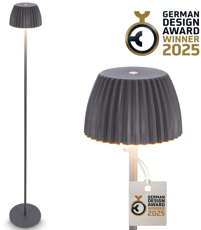 B.k.licht briloner champ - lampada da terra ricaricabile - lampada da terra senza fili - dimmerabile - regolabile in altezza - per interni ed esterni - antracite - ø19 x 124 cm