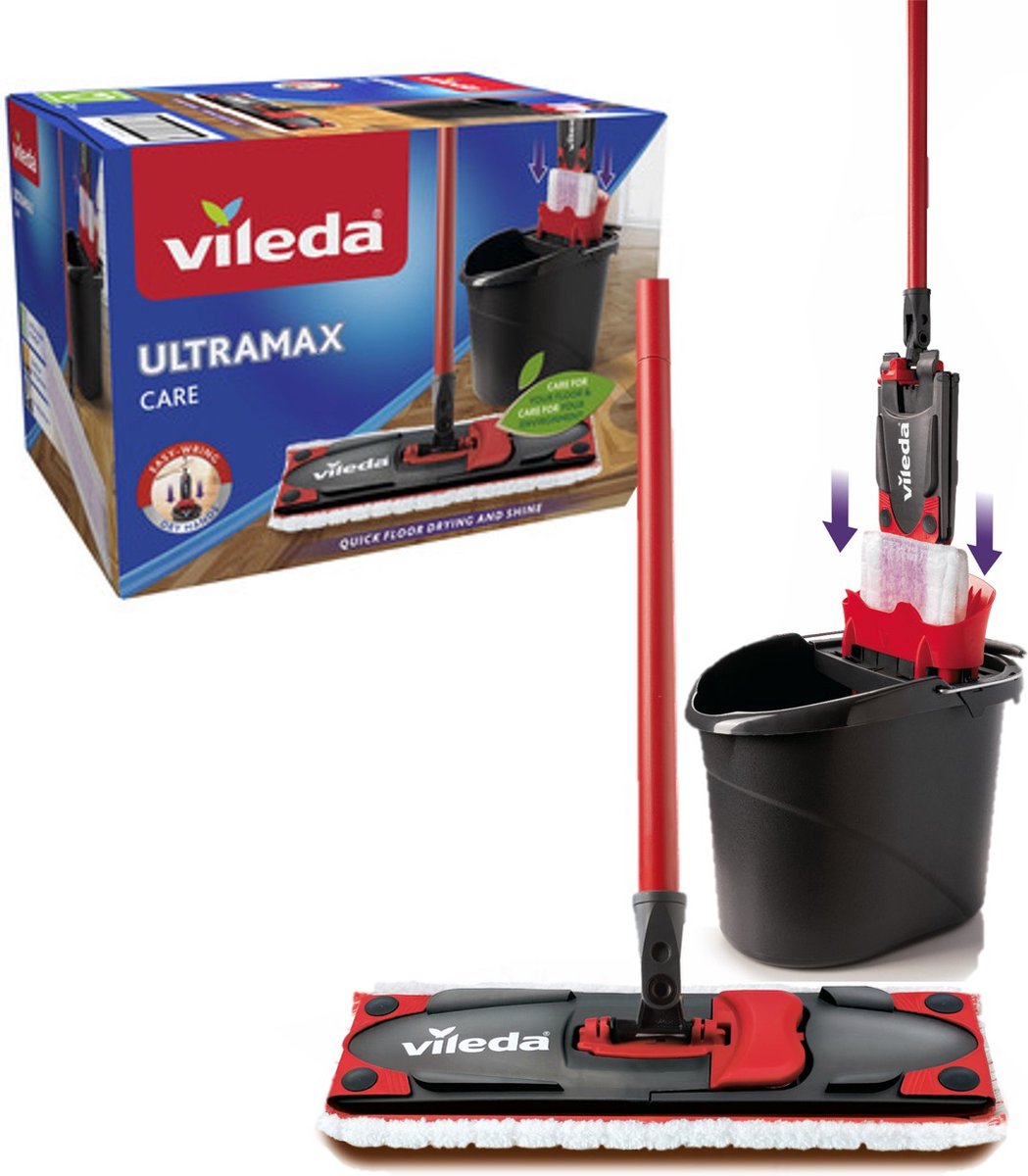 Set completo Vileda ultramax care - lavapavimenti con manico - per pavimenti delicati - microfibra riciclata al 100%