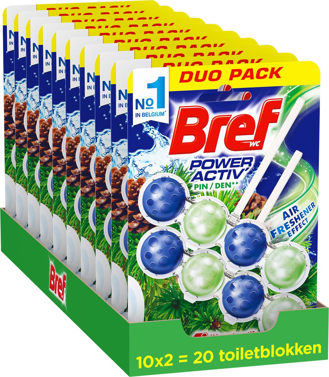 Bref - power activ - den - blocco WC - WC pulito e fresco - protezione antisporco - confezione risparmio - 10 x 2 pezzi