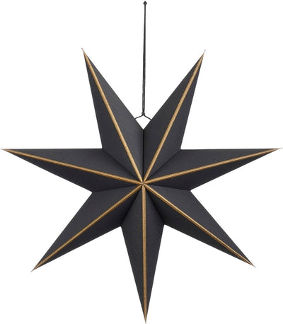 Mica decorations ster hangend kerstdecoratie - h18 x ø60 cm - papier - zwart
