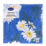 Duni servetten daisy blue 24x24 cm | 12 stuks - afbeelding 2