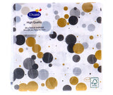 Napkins Festive Bubbles Black 24x24 cm - afbeelding 1