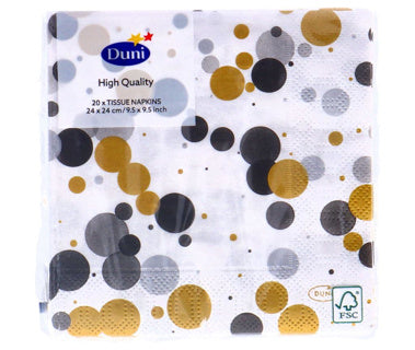 Tovaglioli bolle festose nere 24x24 cm