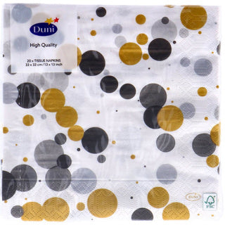 Servilletas burbujas festivas negras 33x33 cm