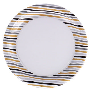 Duni borden stripes black gold 22 cm 10 stuks | 4 stuks