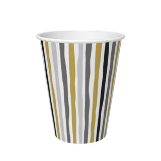 Tazas rayas oro negro 24 cl 10 piezas