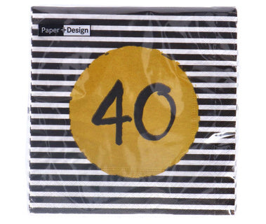 Servilletas 40 cumpleaños 33x33 cm