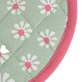 Daisy flowers pannenlap onderzetter rond groen 20 cm | 3 stuks - afbeelding 2