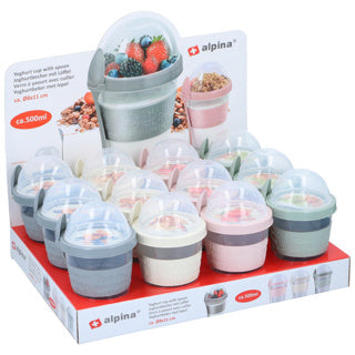 Copa de yogurt con tapa y cuchara