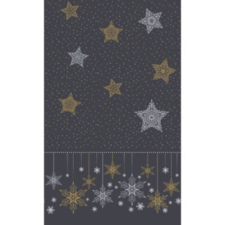 Duni mantel estrellas de nieve negro 138 x 220 cm | 5 piezas