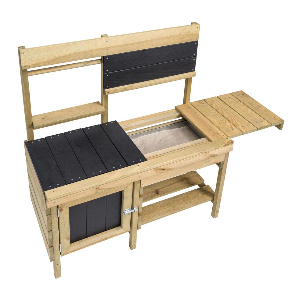 Cocina de juego de madera oscilante para afuera