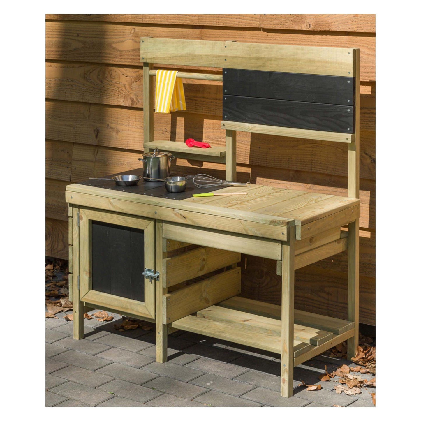 Cocina de juego de madera oscilante para afuera