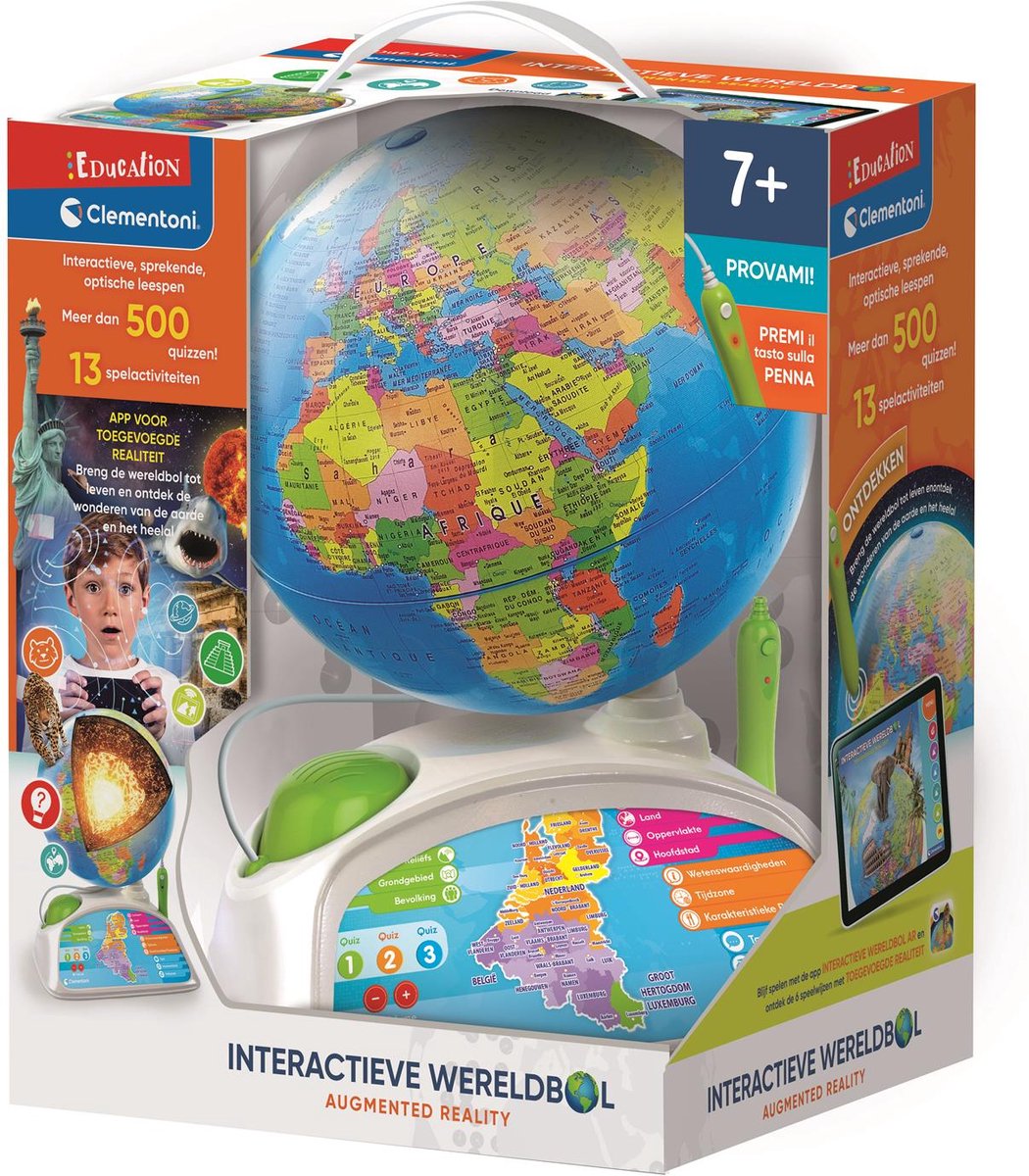 Clementoni education - Mappamondo interattivo - Mappamondo con illuminazione - Giochi educativi - 7-12 anni