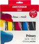 Bruynzeel amsterdam serie standard set di colori acrilici primari 120 ml, 5 pz. + 3 beccucci dosatori