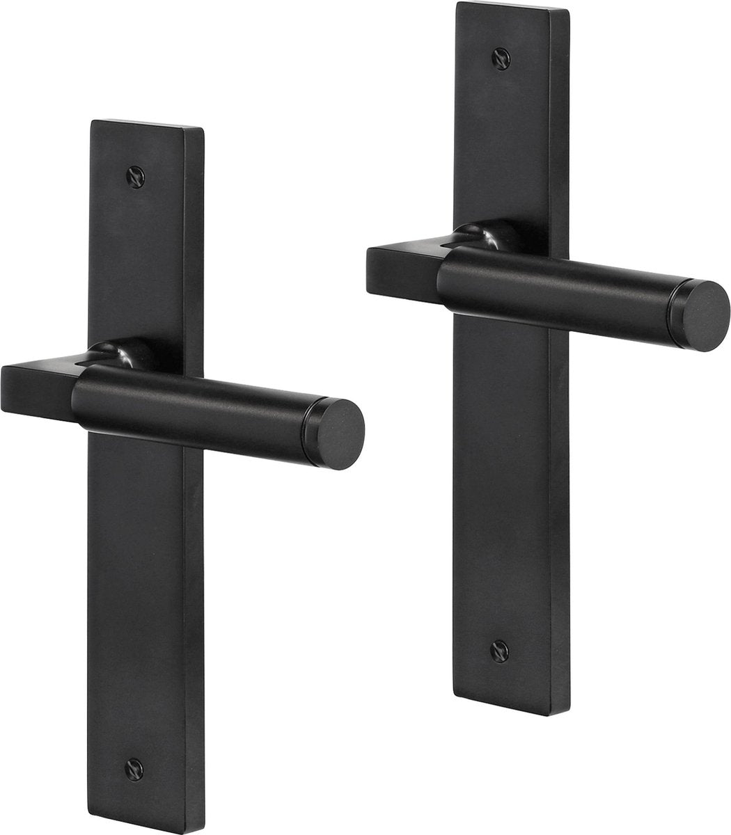 Guarnitura per porta interna Impresso Aston - scudo quadrato con vite - alluminio - nero