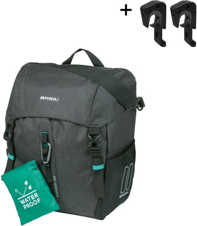 Basil Discovery 365D Baglie per biciclette singola L - SPORTY e leggero Baglie per biciclette - 20L - Meleo nero