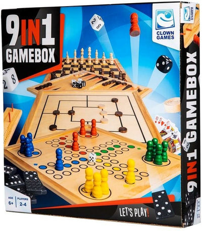 Clown Games 9 in 1 Game Box Wood