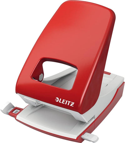 Perforatrice da tavolo Leitz nexxt - perfora fino a 40 fogli - per cartellette e raccoglitori ad anelli - ideale per l'home office, il posto di lavoro a casa - rosso