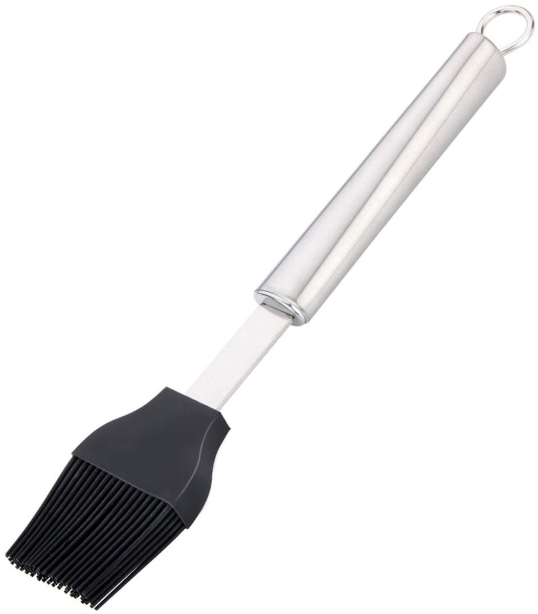 Alpina siliconen bakkwast 24 cm – keukenkwast rvs handgreep – zwart