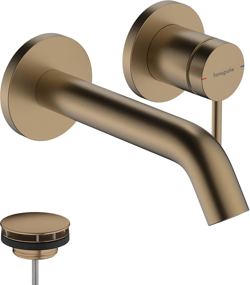 Hansgrohe tecturis s - rubinetto lavabo da incasso - per montaggio a parete - funzionamento monocomando - bocca 16,5 cm - bronzo spazzolato
