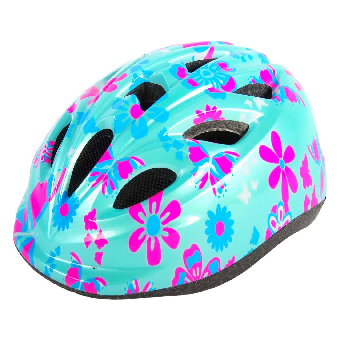 Casco per biciclette per bambini Vlatare XS Blue Pink Flowers 47-51 cm extra piccolo modello