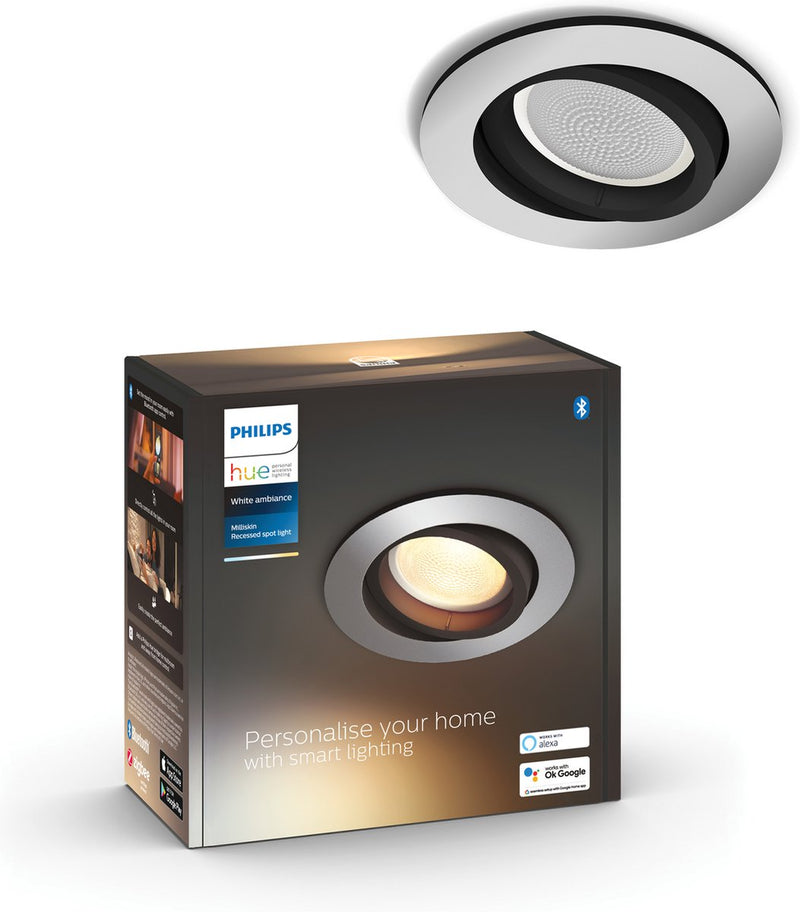 Extensión de foco empotrable Philips hue milliskin - ambiente blanco - gu10 - metal - 5w - redondo - bluetooth