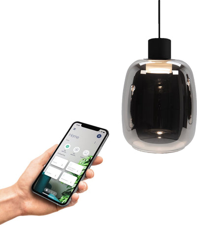 Lampada a sospensione intelligente Eglo connect.z molochio-z - LED - ø 12,5 cm - vetro fumé nero fumé - luce bianca RGB regolabile - dimmerabile - zigbee
