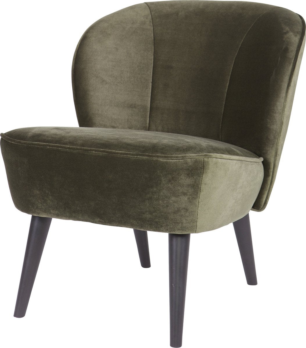 Woood sara fauteuil - velvet - warm groen - 71x59x70