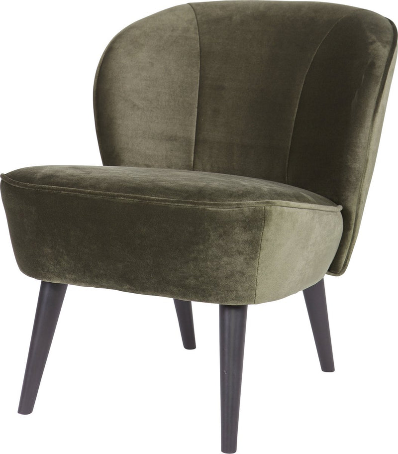 Poltroncina Sara in legno - velluto - verde caldo - 71x59x70