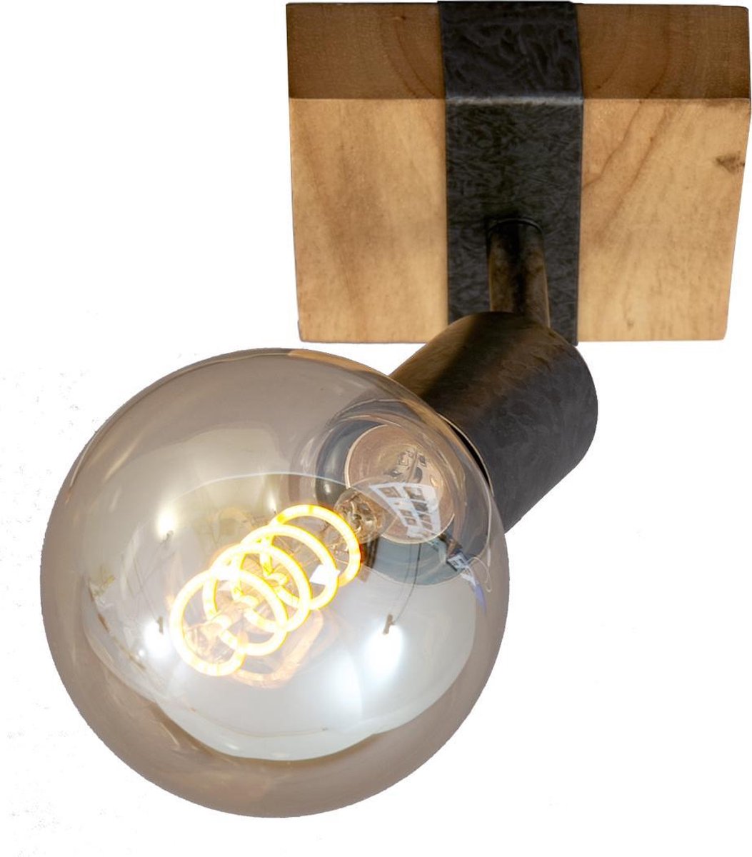 Briloner leuchten wood basic - aplique - foco giratorio - e27 max. 25w - material: madera y metal - color: negro y gris metalizado