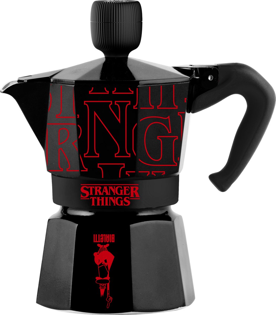 Bialetti Stranger Things - cafetera eléctrica - Moka Express 3 tazas - aluminio - con efecto de sonido de Stranger Things