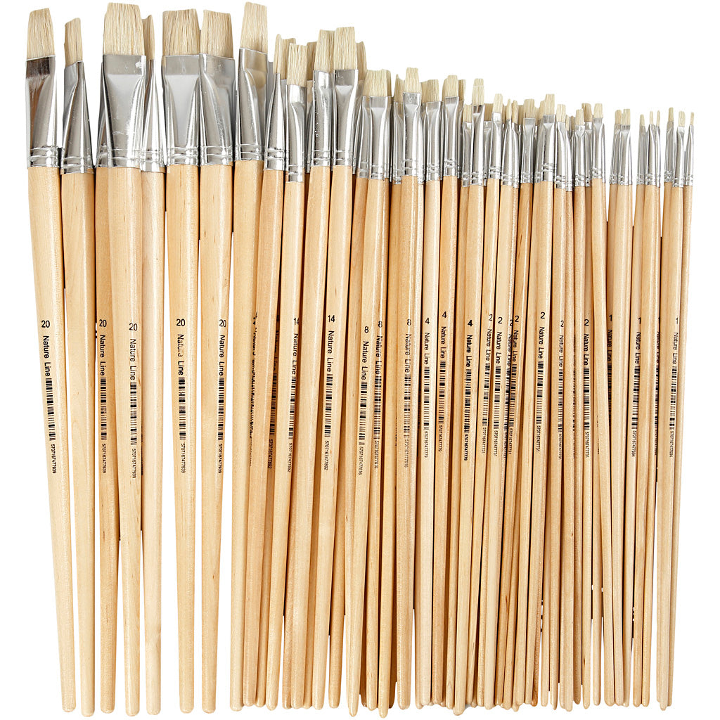 Pennelli Creativ Company Nature Line, misura 1+2+4+8+14+20, l: 27,5-33 cm, l: 5-19 mm, piatti, 64 pezzi 1 scatola
