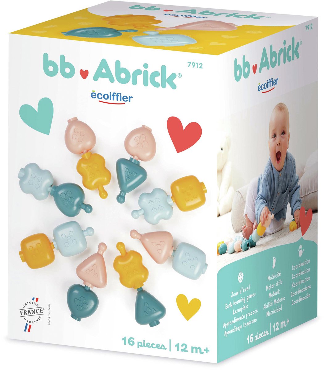 Abrick ecoiffier bb motoriekkralen bouwspeelset - 16dlg.
